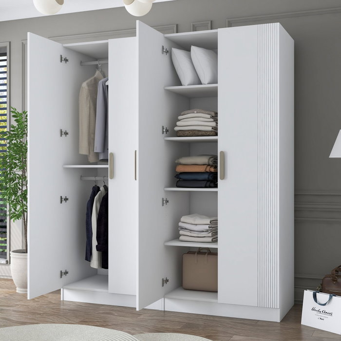 Hanah Home Armario Blanco con Estanterías Hanah Home Armario Blanco con Estanterías